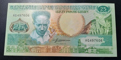 Billete 25 Gulden Suriname Unc