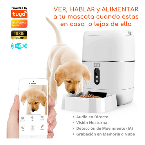Imagen 1 de 8 de Alimentador De Mascotas Inteligente Con Cámara Wifi Y Audio