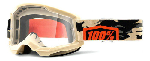 Óculos 100% Strata 2 Lente Transparente Trilha Motocross Cor Da Armação Kombat Tamanho Único