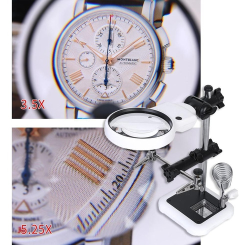Imagen 2 de 5 de Lupa Para Soldar Con Tenazas Luz Led