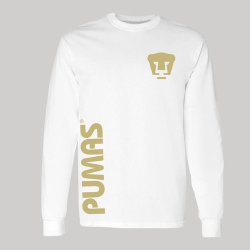 Jersey Playera M Larga Fútbol Pumas Unam Hombre Retro Dorado