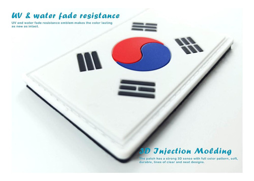Parches Pvc De Bandera De Corea Del Sur 8x5 Cm Con Velcro