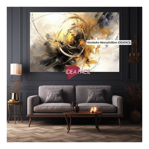 Cuadro Arte Abstracto Dorado Canvas Grueso Czb4 90x60