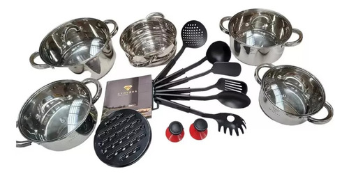 Jogo Panelas 19 Peças 9 Camadas + Acessórios Aço Inox