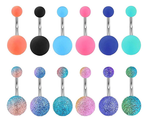 12 Anillos Para Ombligo, Anillos Para Ombligo De Moda Para