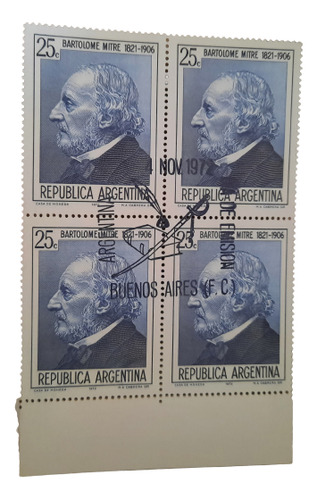 Argentina 930 Gj 1597 Bartolomé Mitre Mint Año 1972