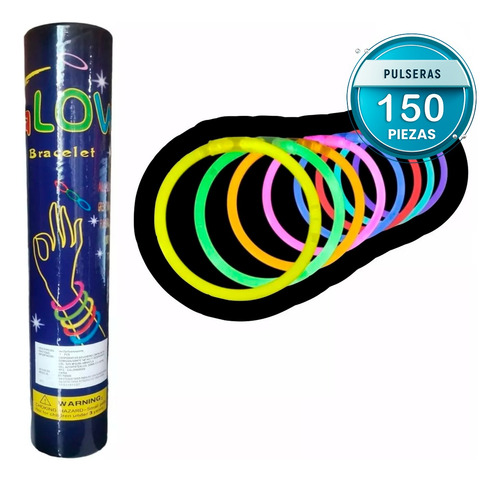 Pulsera Neón Luminosa Fluorescente Fiesta 150 Piezas Pineon1
