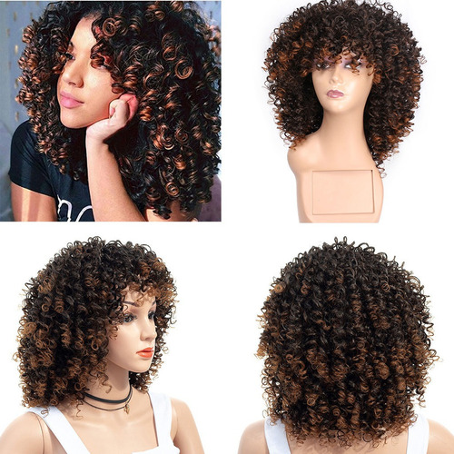 . Peluca De Pelo Afro Rizado Gris Mezclado