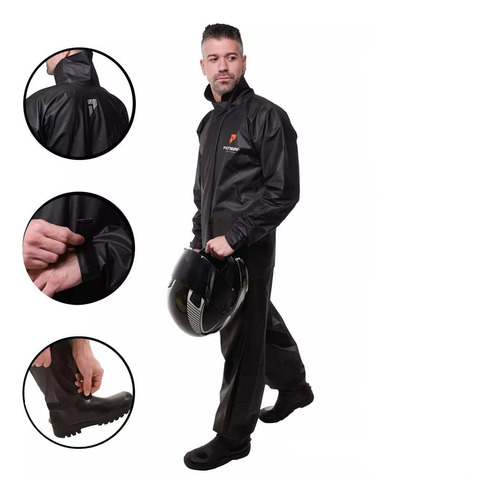 Conjunto Capa De Chuva Roupa Pvc 0,28mm Motoqueiro Pioneira