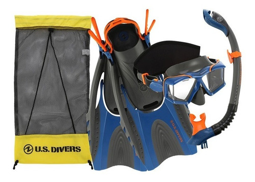 Set De Snorkel Buceo Visor Cristal Aletas Us Divers Adulto