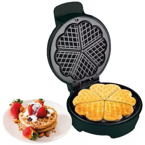 Waflera Placa de corazones, parrilla de acero antiadherente para waffles,  con control de tostado, 5 waffles en forma de corazón.