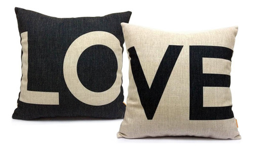 2 Fundas De Almohada Cuadradas Love Cotton Linen, 43 X 43 Cm