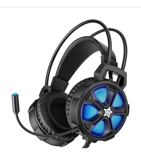 Auriculares Gamer Hp H400 Led Azul C/ Mic Color Negro