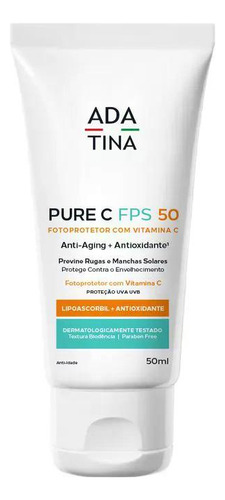Protetor Ada Tina Com Vitamina C Fps50 Pure C 50ml