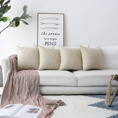Funda De Almohada Home Brilliant Linen Para Sofá, 45 Cm, Lin
