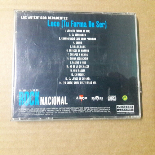 Los Autenticos Decadentes - Loco Tu Forma De Ser (cd)