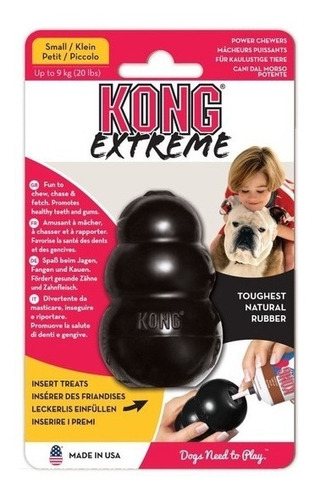 Juguete Perro Kong Extreme Goma Negra Small Petit Rellenable