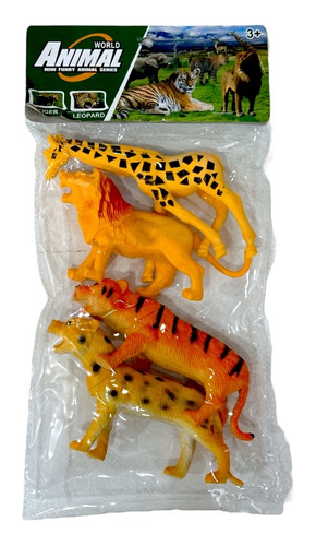 Set De 4 Animales Tigre Leopardo Leon Jirafa