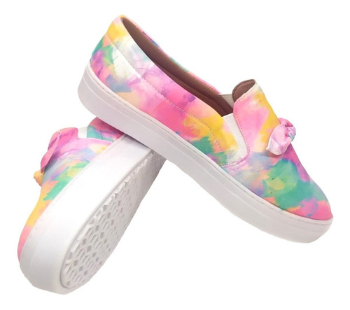 Imagem 3 de 6 de Tenis Feminino Tie Dye Slip On Numeração Especial Colorido