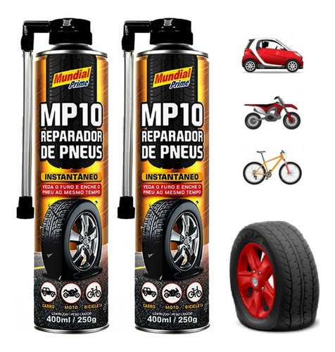 2 Reparador Pneu Furado Intantâneo 400ml O Melhor Carro Moto
