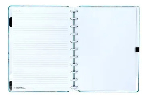 Caderno Inteligente Luara Maldives Grande 80 folhas lisa e pautada 4 assuntos unidade x 1 28cm x 21.5cm mármore azul cor azul-turquesa