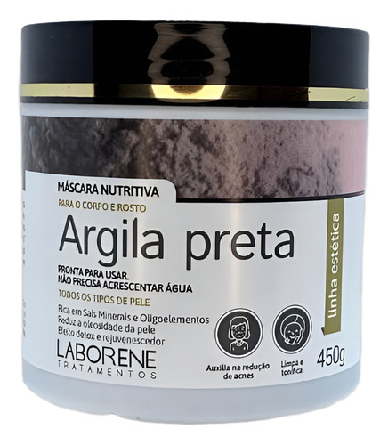 Máscara Nutritiva Corpo E Rosto Argila Preta Laborene 450g
