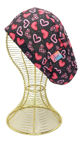 Gorro Clínico Corazones Color Negro - Cofia - Aurísima ®