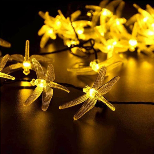 Tira De 30 Luces Led Solares Con Forma De Libélula P/jardín