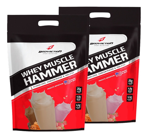 2x Muscle Hammer Whey Isolado+ Hidrolizado 3,6kg Body Action