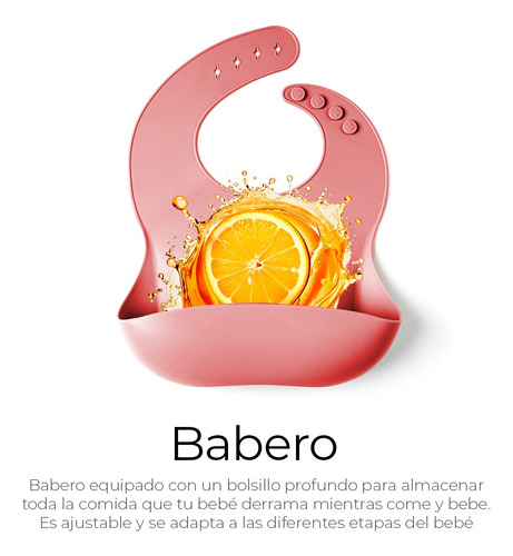 Set De Cubiertos Para Bebés Silicona Plato Antideslizante Color Rosa Liso Personaje Ninguno
