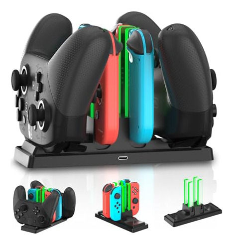 Pack Cargador 6 En 1 Para Joy-con Y Pro Controllers Switch