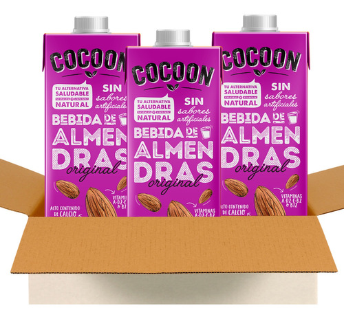 Pack X3 Leche De Almendras Original Cocoon Sin Tacc 1 Litro