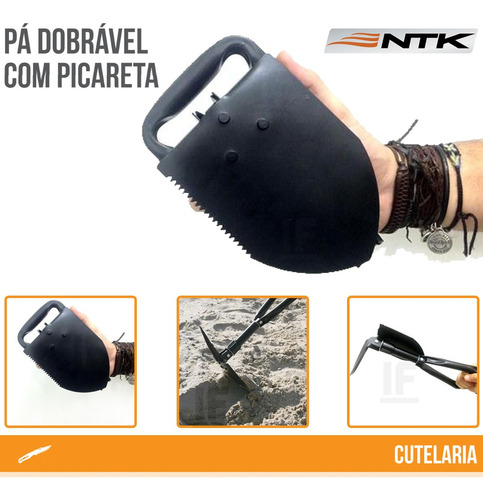 Pá Picareta Dobrável Nautika Ntk Offroad Exército Camping