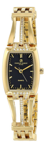 Reloj Classic Collection Mujer Esfera Negra Chapada En Oro