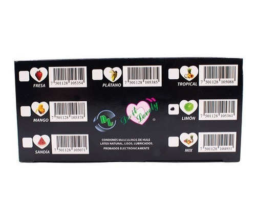 Caja De Preservativos Con 12 Carteras De 3 Pz C/uno Plátano