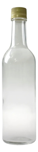 Botella De Vidrio 250 Ml Redonda (24 Piezas) Envase Bebidas Transparente Tapa Dorada