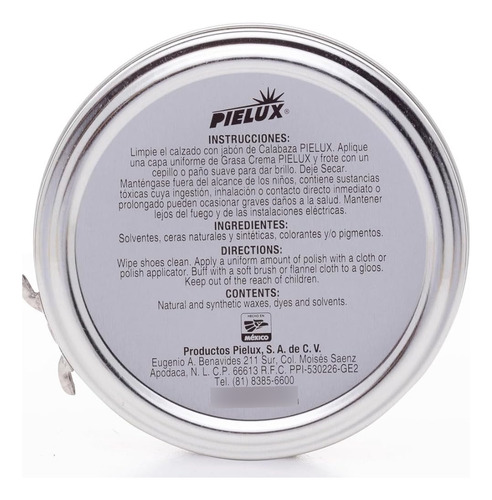 Pielux Grasa Crema Café 85 Gr Nutre, Protege Y Abrillanta
