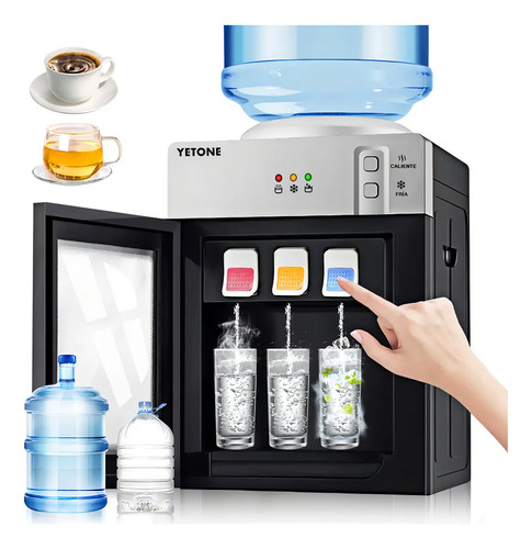 Yetone 2519b dispensador de agua fría y caliente eléctrico enfriado mesa color plateado