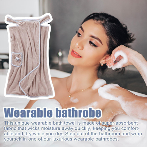 Toalla De Baño Portátil Bata De Ducha Para Mujer Vestido Env
