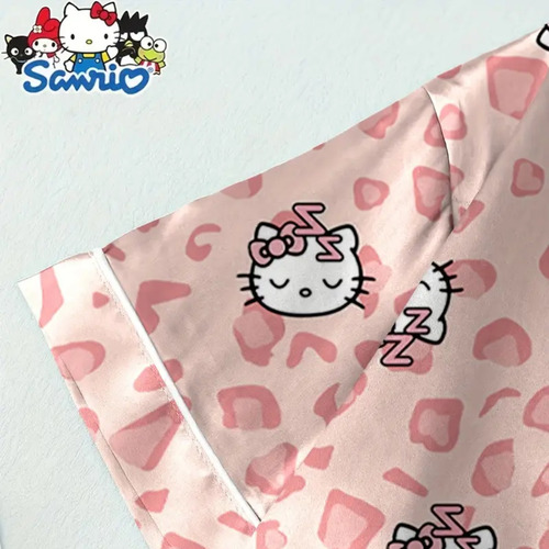 Pijama Conjunto Hello Kitty Seda Importado Blanco