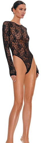 Body Enterito Viola Encaje Negro Negro Encaje L