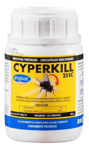 Insecticida Cyperkill 25 Ec 100 Cc Plagas Hogar