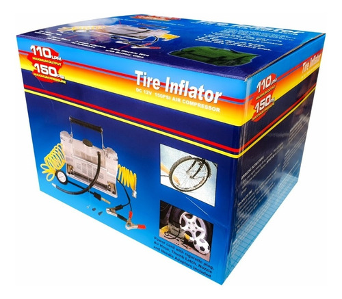 Calibrador Portátil 12v Compressor De Ar Enche Pneu Até 150psi Pistão Duplo Liga Na Bateria
