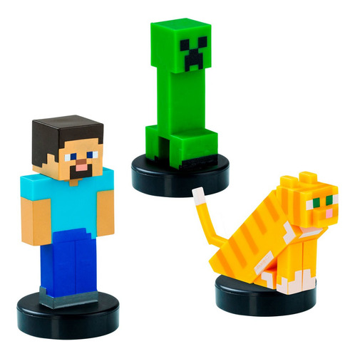 Pack De 3 Figuras Timbre Minecraft - Steve