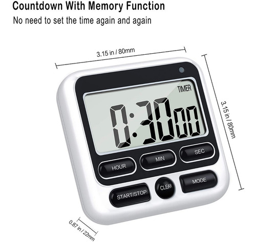 Temporizador Digital De Cocina Con Interruptor De Alarma