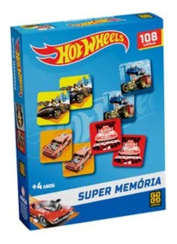 Super Jogo Da Memória Hot Wheels 108 Cartelas Grow 4424