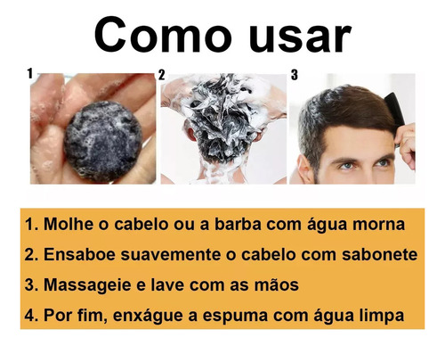 3pcs 60g Shampoo Escurecedor Em Barra E Sabonete Em Barra