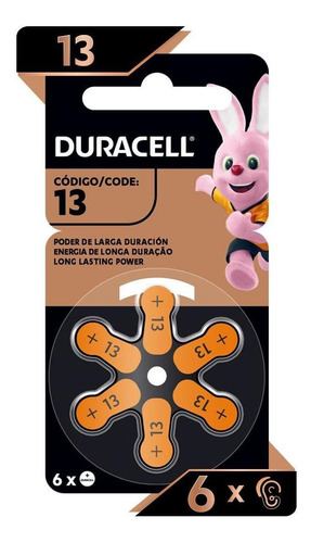 Cartela C/6 Pilha Duracell Auditiva 13