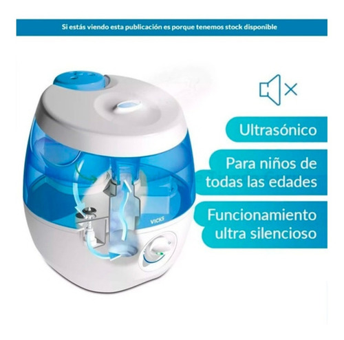 Imagen 3 de 7 de Humidificador Vicks Vul575ar Vapor Frío Proyector 3.8 Litros