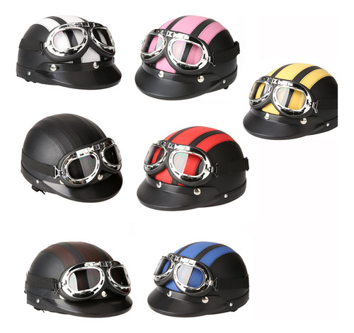 Eh1 Casco De Media Piel Con Cara Abierta Para Moto Y